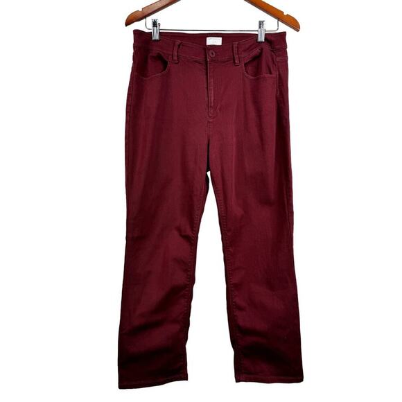 J. Jill Christian Siriano Merlot red maroon burgundy Straight Leg Ankle Jeans 10 - Picture 5 of 10